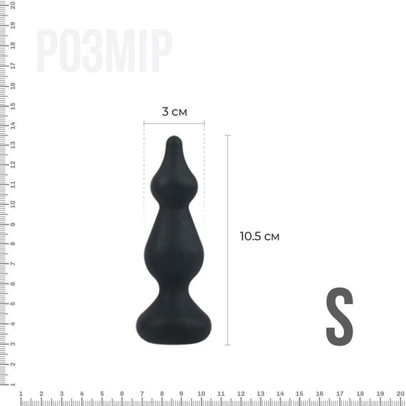 Анальна пробка Adrien Lastic Amuse Mini Black (S) з двома переходами, макс. діаметр 3 см | Зображення 1