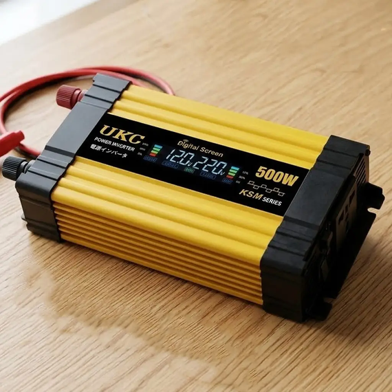 Автомобільний інвертор Жовтий / Перетворювач напруги з 12-220V, 500Вт, 2хUSB | Зображення 1