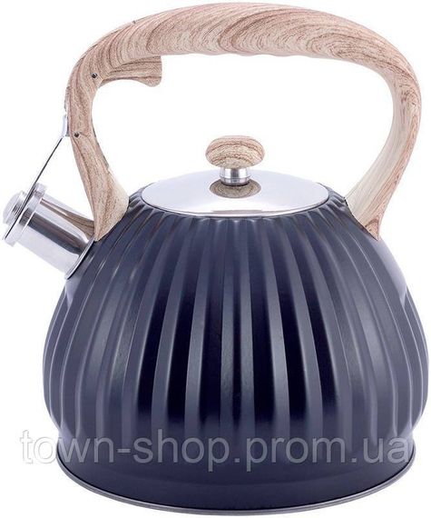 Чайник Kamille Whistling Kettle Black 3л из нержавеющей стали со свистком, черный KM-1076 | Зображення 1