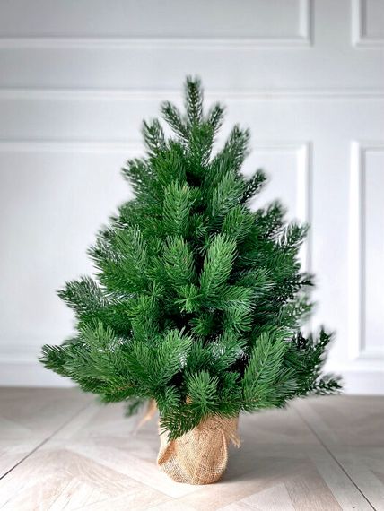 Ёлка новогодняя искусственная литая Pine Mini в мешковине 70 см зелёная | Зображення 1