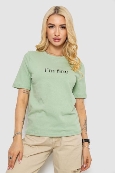 Футболка жіноча з принтом, колір оливковий, 241R1833