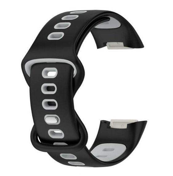 Силиконовый ремешок Primolux Sport для фитнес браслета Fitbit Charge 5 / Charge 6 - Black&Grey / размер М