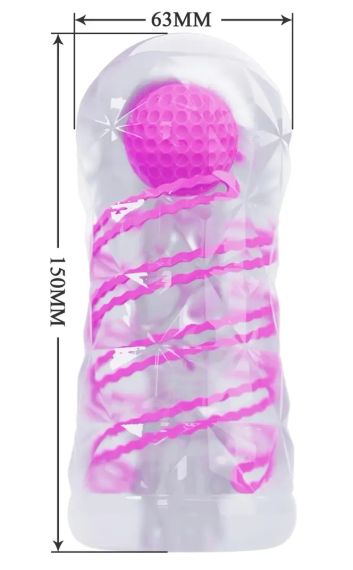 Мастурбатор с внутренней спиральной структурой и стимулирующим шариком Pretty Love - Transparent masturbator Sex Aura | Зображення 4