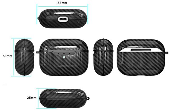 Силіконовий чохол Primo Carbon Fiber для AirPods 3 (MME73) - Black | Зображення 3
