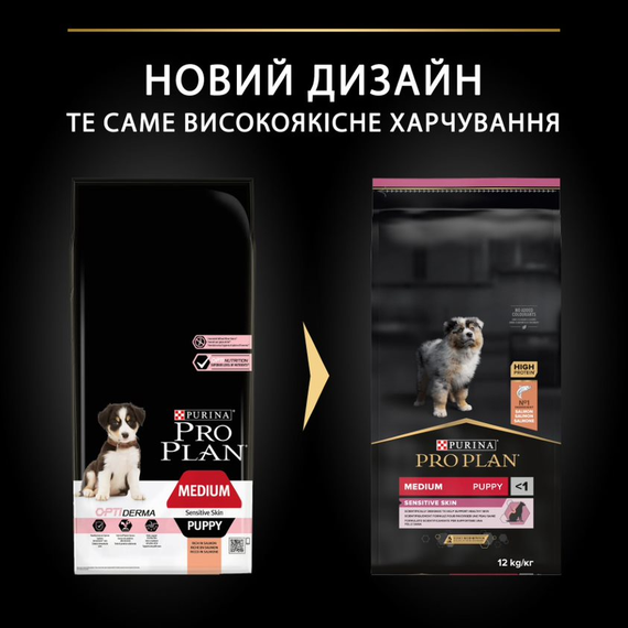 Сухий корм Purina Pro Plan Sensitive Skin для цуценят середніх порід гіпоалергенний з лососем та рисом 12 кг