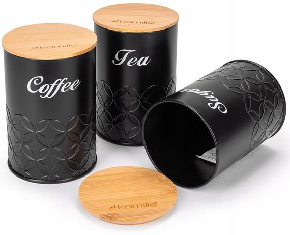Хлібниця Kamille Black&Wood 36х22х20см з дерев'яною кришкою + 3 ємності для зберігання, чорні | Зображення 2