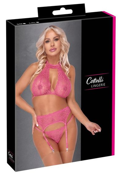 Комплект білизни мереживної Cottelli, рожевий, 3 предмети, розмір S/M | Зображення 6