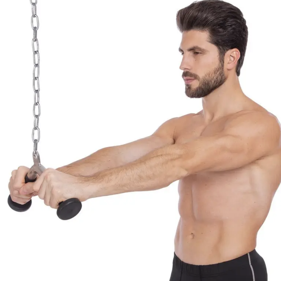 Ручка для тяги York Fitness V-подібна на трицепс з гумовими рукоятками, хром | Зображення 4
