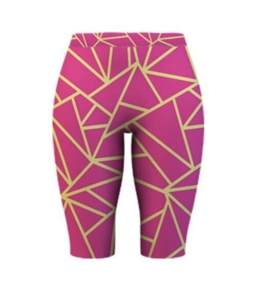 Спортивні шорти велосипедки 4Profi  з принтом "Геометрія" фуксія/жовтий, розмір  XL біфлекс 18637 | Зображення 2