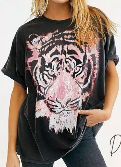 Футболка женская с принтом повседневная L Черная