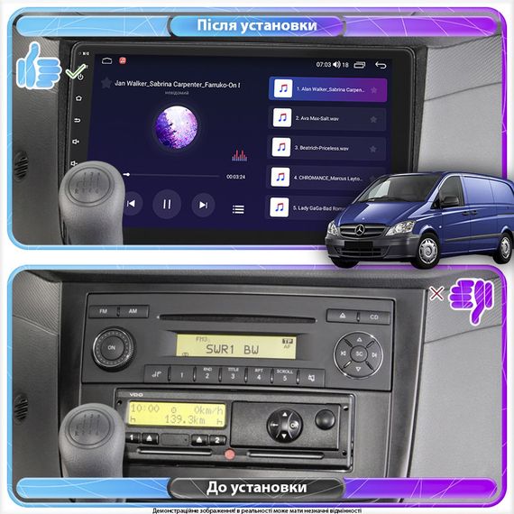 Штатная магнитола 10" Lesko для Mercedes-Benz Vito II (W639) Рестайлинг 2010-2014 4/64Gb CP 4G Wi-Fi GPS Prime | Зображення 2