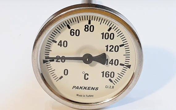 Термометр D 63мм/160°С биметаллический трубчатый с гильзой погружной L-110 мм 1/2" PAKKENS Турция | Зображення 1