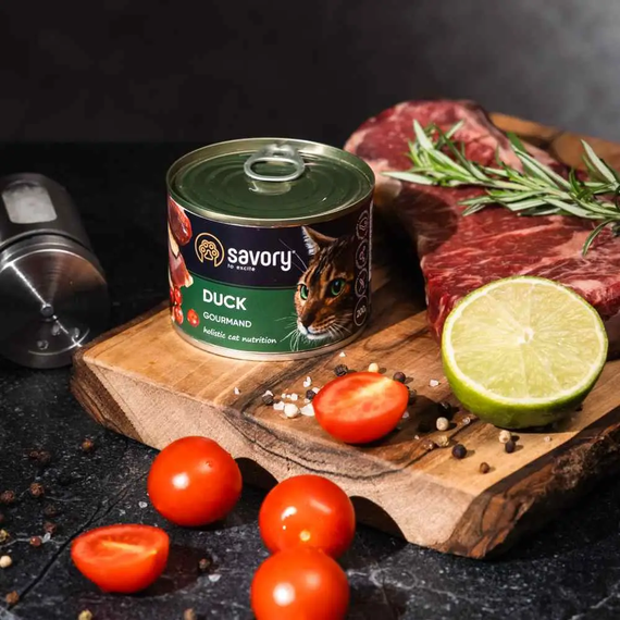 Вологий корм Savory Adult Duck для дорослих вибагливих котів, качка 200г | Зображення 3