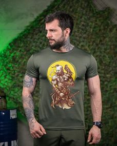 Тактична потоотводяща футболка Козак олива ПП7614