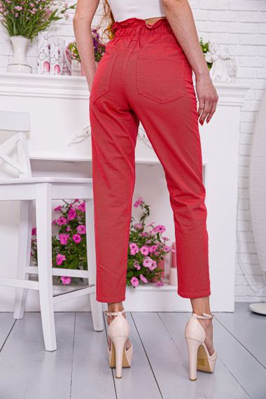 Жіночі прямі джинси МОМ, червоного кольору, 164R2010 | Зображення 3