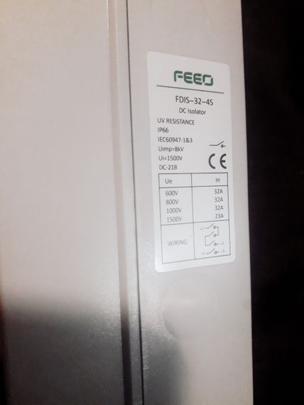 Ручной выключатель для солнечных панелей FEEO 32A до 1500V 8 кВатт | Зображення 2