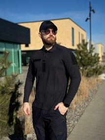 Поло синє Coolpass Black довгий рукав Military ДСНС