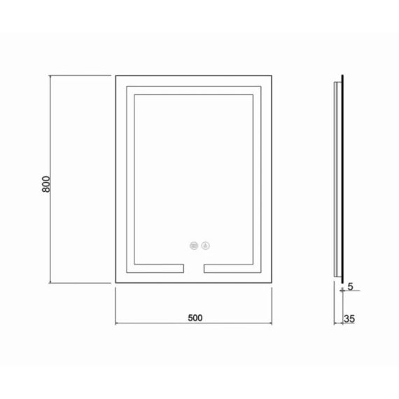 Дзеркало Qtap Mideya (DC-F936) 500х800 з LED-підсвіткою Touch, з антизапотіванням, димером QT2078F936W | Зображення 1