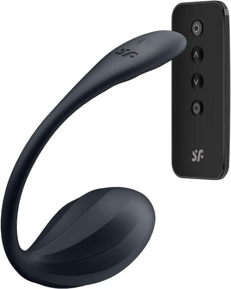 Смарт-віброяйце Satisfyer Ribbed Petal Connect App Black, керування зі смартфона, пульт ДК | Зображення 1