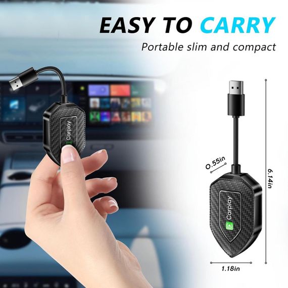 CarPlay бездротовий адаптер Android Auto, Карплей для перетворення дротого на бездротовий для авто з 2017 року | Зображення 3