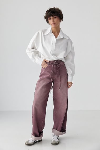 Широка класична сорочка на ґудзиках - молочний цвет, ONE SIZE (є розміри) | Зображення 2