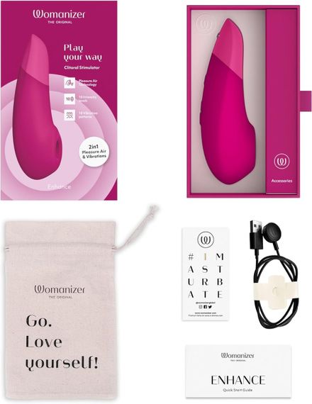 Кліторальний вакуумний стимулятор 2 в 1 Womanizer Enhance з вібрацією, рожевий sexstyle | Зображення 6