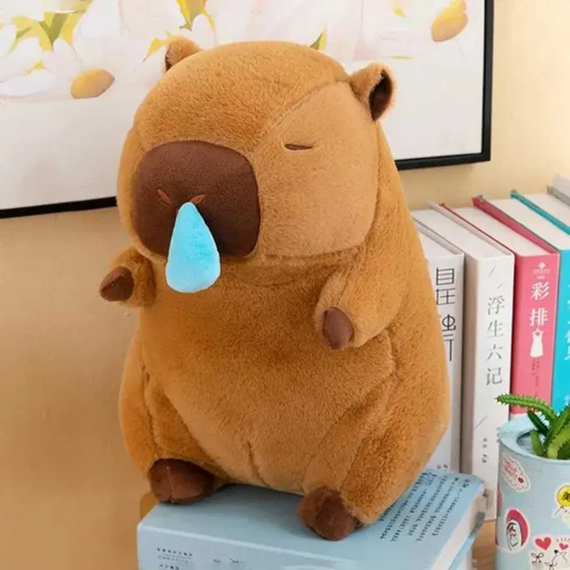 Плюшева іграшка Капібара із соплею на механізмі 30 см, весела антистрес іграшка | Зображення 1