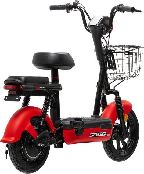 Электроскутер Crosser Mini LFP 450W 48V 15Ah, LiFePO4 аккумулятор, до 50 км пробег, электровелосипед 2 места Красный | Зображення 9