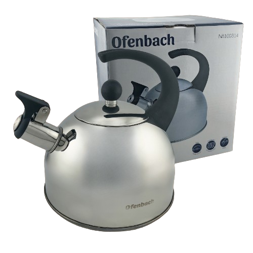 Чайник 1,5л нержавіюча сталь зі свистком з ручкою "soft-touch" 100314 Ofenbach | Зображення 1