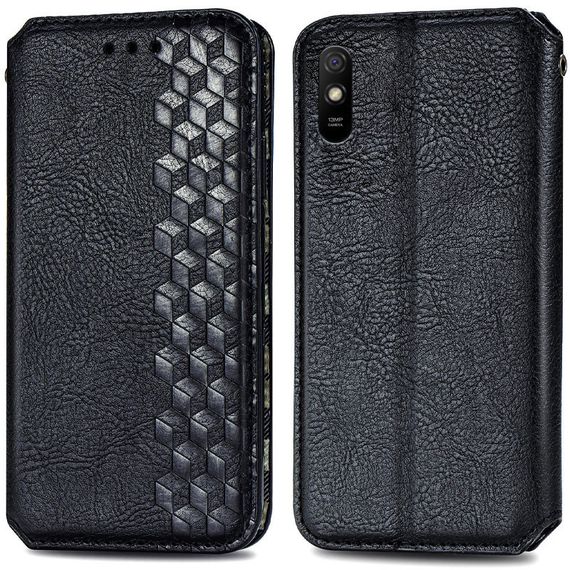Кожаный чехол книжка GETMAN Cubic (PU) для Xiaomi Redmi 9A Штучна шкіра, Слот для візитки, Чорний | Зображення 1