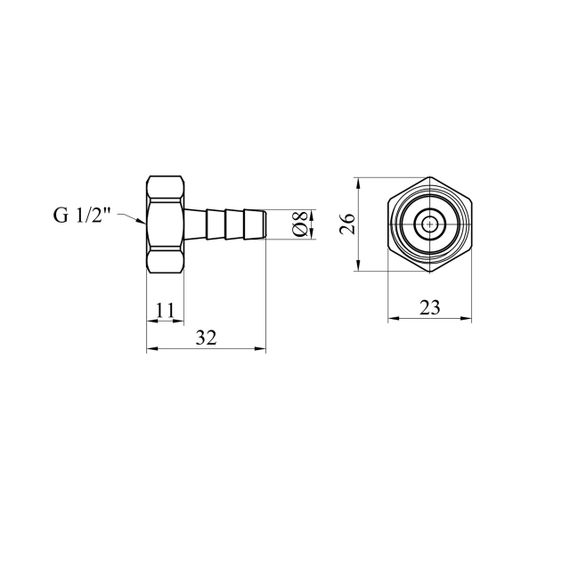 Штуцер LexLine 1/2" РВ, D=8 мм латунный УК0002-1 | Зображення 1