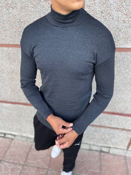 Мужской трикотажный утепленный гольф на флисе с воротником стойкой PA5644 цвет серый, размер XL