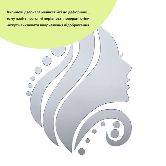 Дзеркальний декор акриловий самоклейний Обличчя срібло, 16 шт. (D) SW-00002504 | Зображення 1
