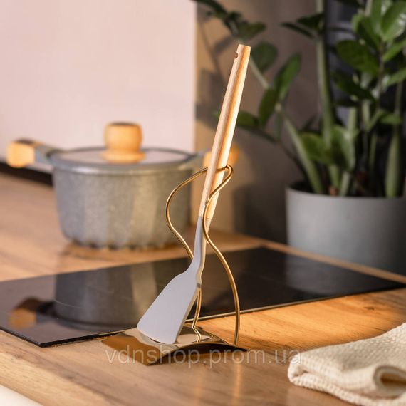 Підставка під ополоник, лопатку або ложку 12×10,5×17 см з нержавіючої сталі Золото HP-19-15-G | Зображення 4