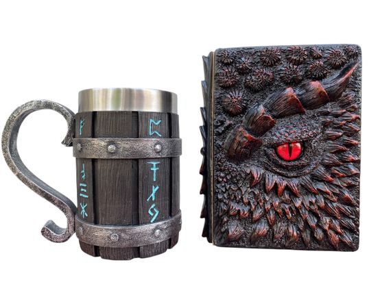 Подарунковий набір Кухоль 3D Скандинавські Руни та Блокнот 3D «Око Пламінного Дракона»