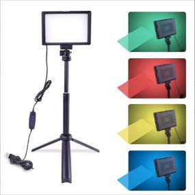 Комплект LED світла для фотозйомки 3200-5600K з регульованою яскравістю USB та 4 кольорових фільтри зі стійкою