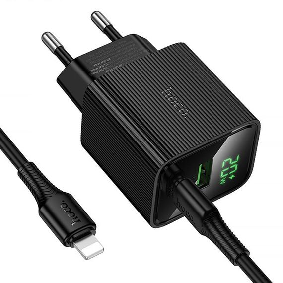МЗП Hoco CS83A Excellent with digital display PD20W+QC3.0 (1USB-A/1C) + кабель Type-C to Lightning Black | Зображення 4