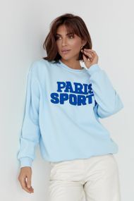 Теплый свитшот на флисе с надписью Paris Sports - голубой цвет, S (есть размеры)