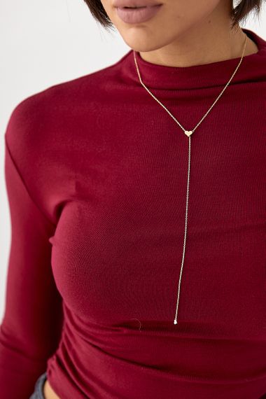 Жіноча однотонна водолазка з драпіруванням - бордо цвет, S (є розміри) | Зображення 3