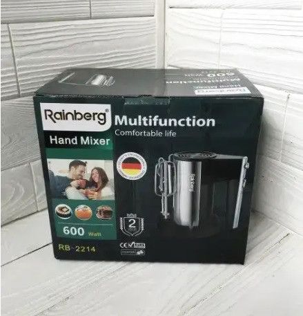 Міксер ручний Rainberg RB-2214 600 Вт 5 швидкостей для кухні на підставці | Зображення 7