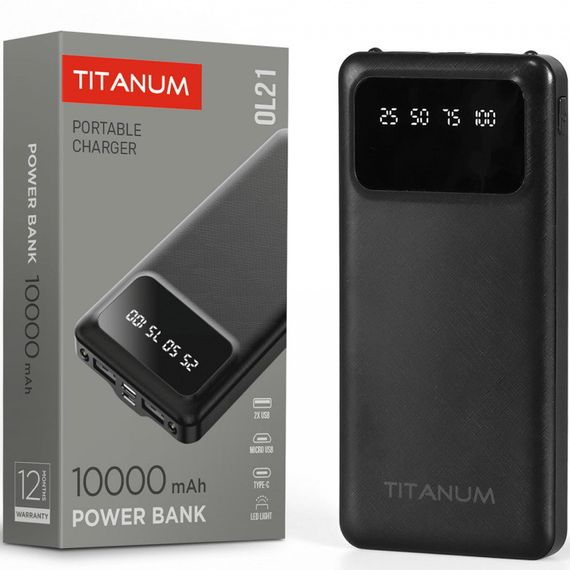 Повербанк 10000mAh TITANUM OL21 Black з ліхтариком (TPB-OL21-B) | Зображення 4