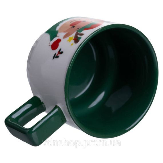 Новорічна порцелянова Новорічний олень 400 (мл) Біла з зеленим Yiwu FM-CS-50O | Зображення 2