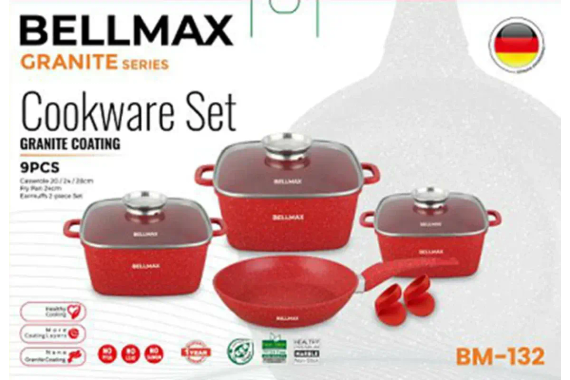 Набір посуду Bellmax Cookware Set BM-132 RED | Зображення 1
