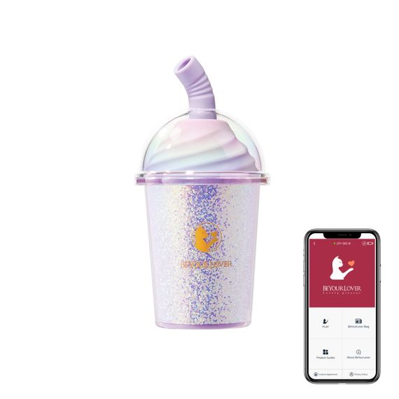Вакуумний стимулятор у формі стаканчика з трубочкою BeYourLover Joy Cup сяючий бузковий, 9.1 см х 4.6 см sexstyle