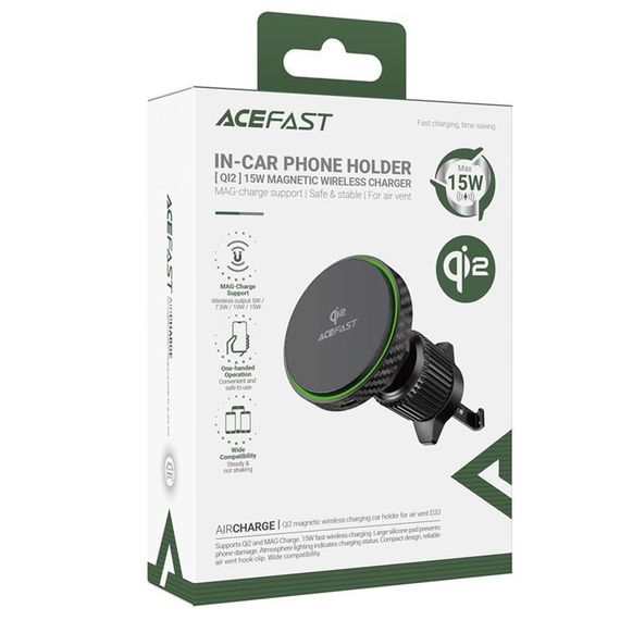 Автотримач з БЗП Acefast D33 Qi2 Magnetic Wireless Charging 15W Black | Зображення 1
