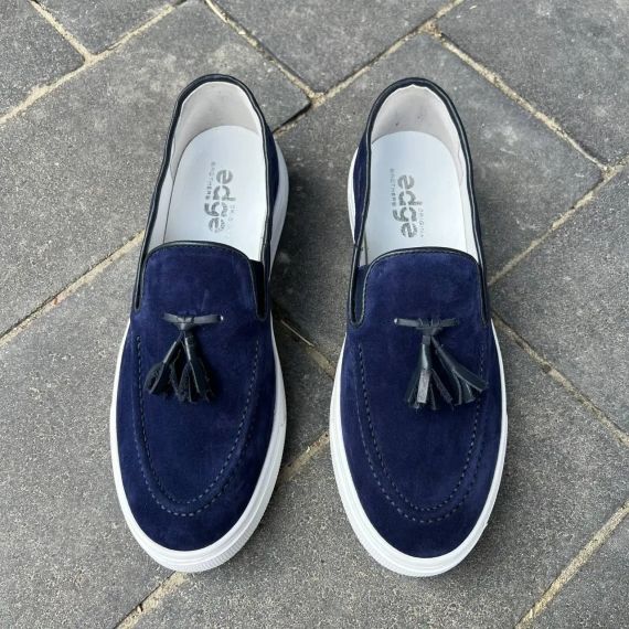 Синие лоферы на белой подошве 44 размер | Зображення 5