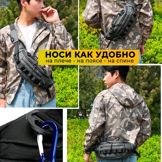 Тактична водонепроникна сумка через плече, чоловіча сумка для риболовлі та активного відпочинку | Зображення 5