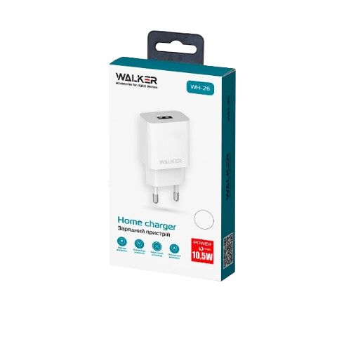 Зарядний пристрій мережевий USB + кабель MicroUSB 2,1А чорний WALKER WH--26 | Зображення 2