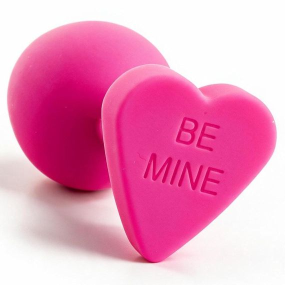Анальна пробка силіконова ALUME BE MINE яскраво-рожева з основою у формі серця, M Sex Aura | Зображення 2