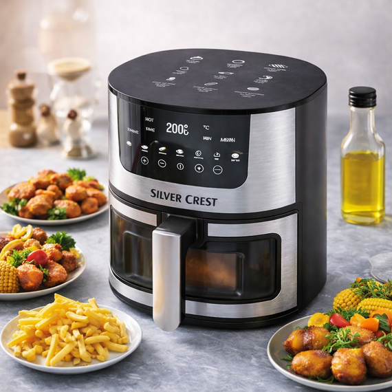 Аерогриль Silver Crest SC-8855S 8 л 4200 Вт сенсорне керування Hot Air Technology фритюрниця без олії | Зображення 1